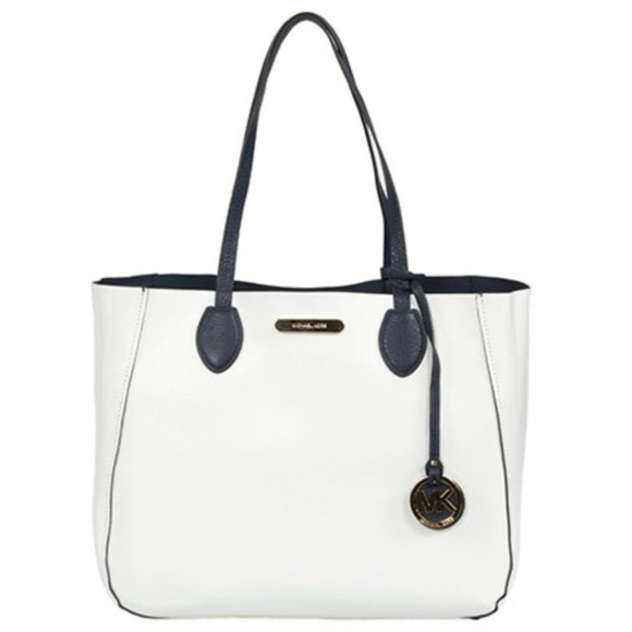Michael Kors Leather Reversible Large Mae Tote (Navy/White) - Picture 1 of 11